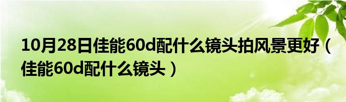 10月28日佳能60d配什么镜头拍风景更好（佳能60d配什么镜头）