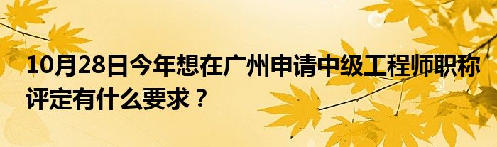 10月28日今年想在广州申请中级工程师职称评定有什么要求？