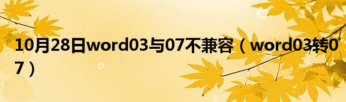 10月28日word03与07不兼容（word03转07）