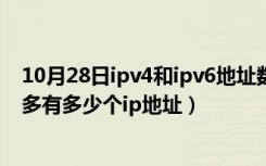 10月28日ipv4和ipv6地址数量（目前ipv4和ipv6理论上最多有多少个ip地址）