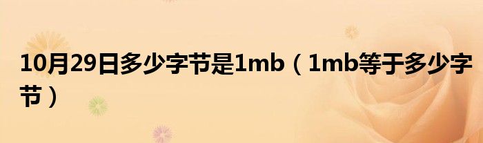 10月29日多少字节是1mb（1mb等于多少字节）