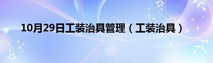 10月29日工装治具管理（工装治具）