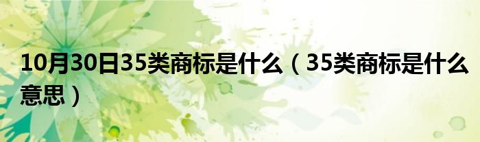 10月30日35类商标是什么（35类商标是什么意思）