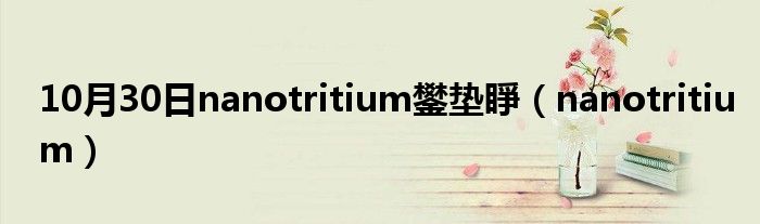 10月30日nanotritium鐢垫睜（nanotritium）