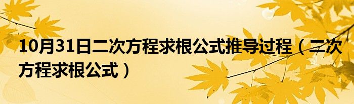 10月31日二次方程求根公式推导过程（二次方程求根公式）